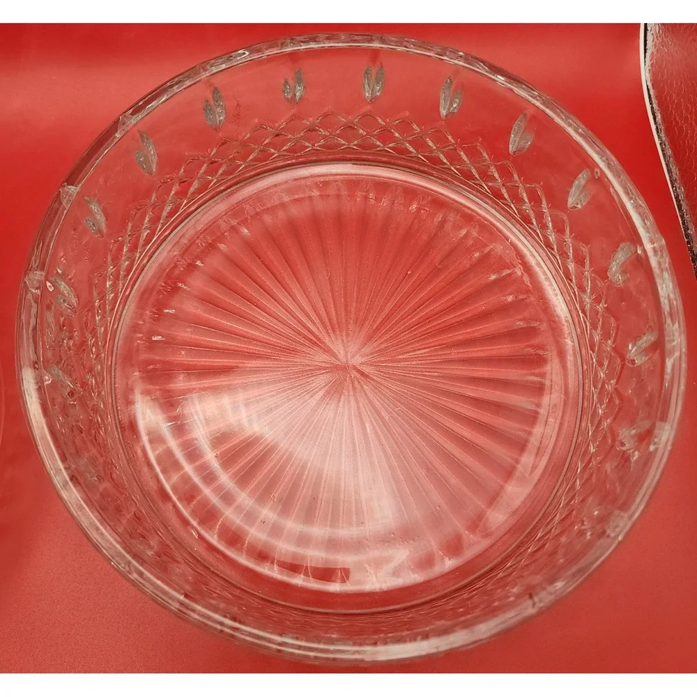 Vintage Clear Pressed Glass 2 Tier Stacked Candy Dish with Lid Diamond Pattern
